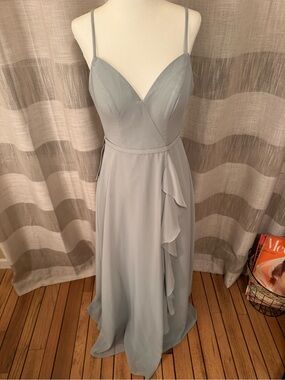 Azazie Pale Green with Light Blue Spaghetti-Strap Prom Dress